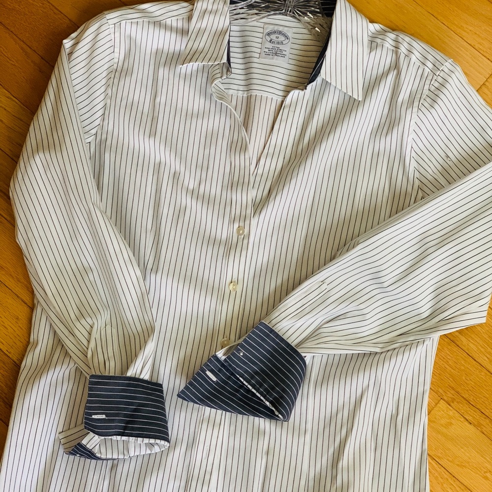 Brooks Brothers Pinstriped Fitted Blouse Size 12